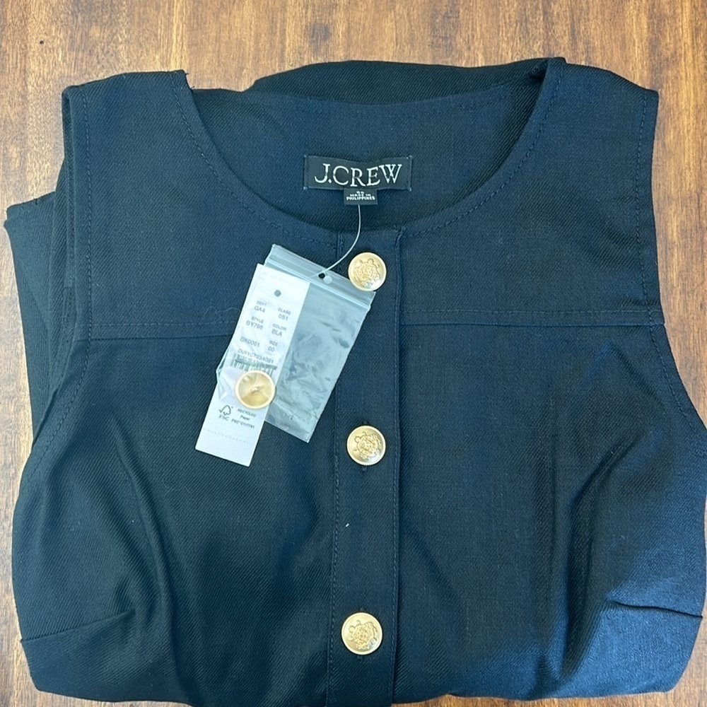 J. Crew Sleeveless midi dress in stretch linen blend BY796 00 Black - Picture 4 of 5